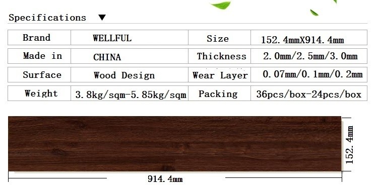 Vinyl Plank Flooring Commercial Use thickness 1.5mm Customized